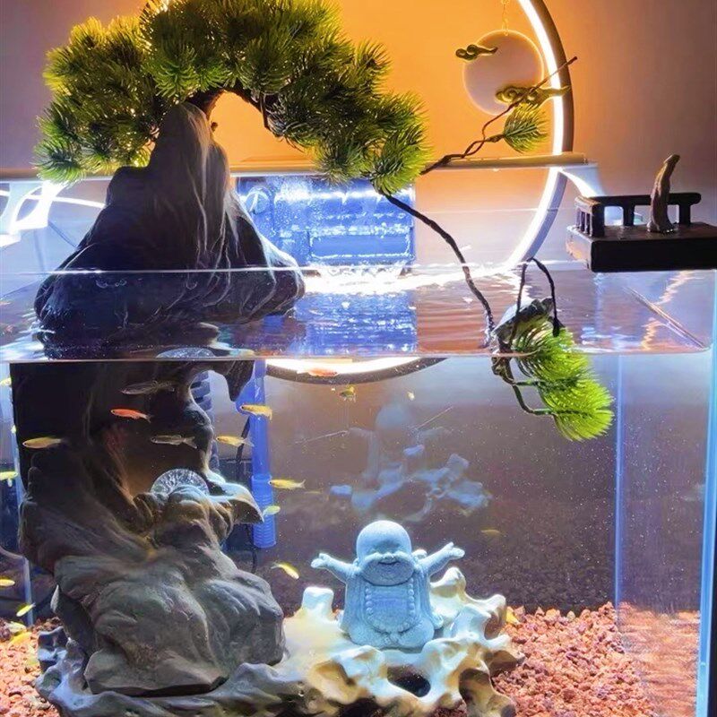 速发鱼缸水族弥勒沙造景摆件青佛石盆像佛景微景观装饰防石雕