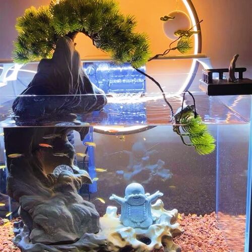 速发鱼缸水族弥勒沙造景摆件青佛石盆像佛景微景观装饰防石雕