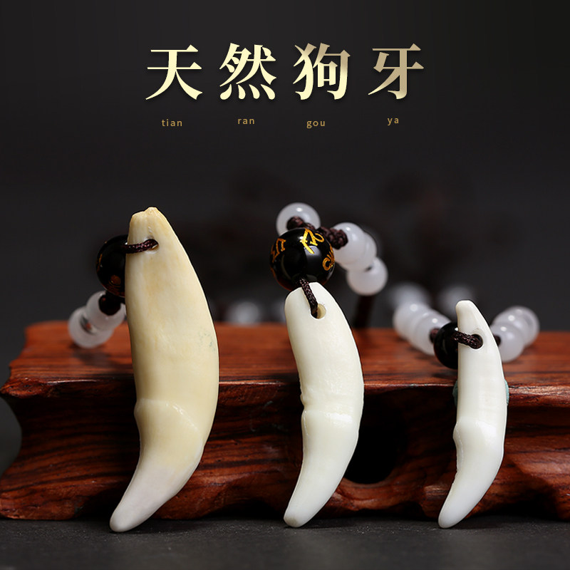 速发牙意阁狗牙吊坠挂件男士真黑狗牙禅随项链宝宝齿身携带用品
