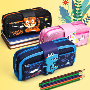 速发多功能创可笔袋小学生大容量文具盒收纳男生生简约意爱帆布铅
