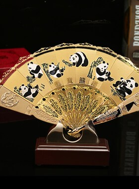 速发中式立体金扇摆件京剧脸谱民族特色工艺品中国特色商务礼品送