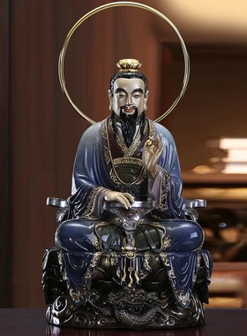 速发铜雕太上老君神像铜雕高温着色三清像供奉祖师爷元始摆件