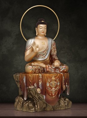 速发释迦牟尼佛神像纯铜三宝佛释迦摩尼佛说法像家用供奉