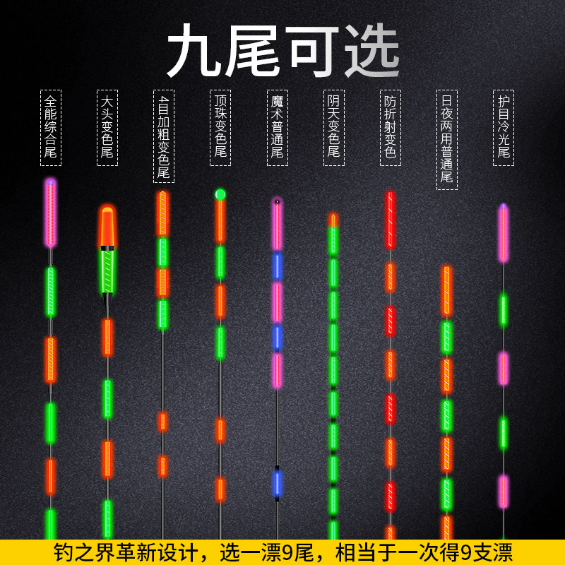 速发变力感应电子夜冷光尾鱼漂高灵敏夜光漂咬钩重色日夜两用漂钓