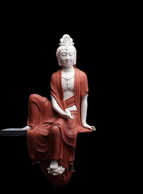 速发南海观音菩萨家用供奉观音佛像观世音禅意陶瓷新中式家庭装饰