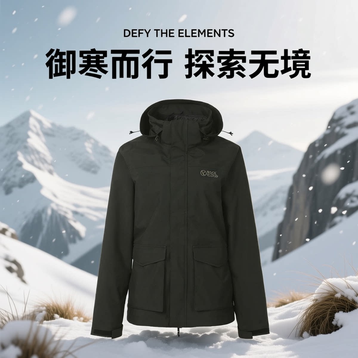 岩云秋冬三合一冲锋衣户外防风防水保暖抗寒羊毛棉内胆女士两件套