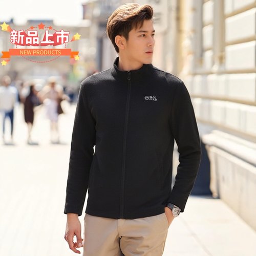 岩云春季新款保暖男士抓绒衣