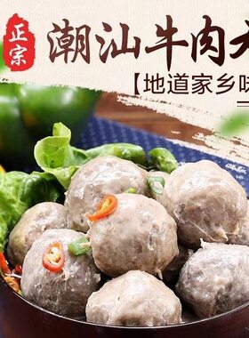 正宗潮汕头特产手工打牛筋丸牛肉丸潮州火锅烧烤食材料麻辣烫批发