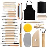 陶泥工具43套装 泥塑雕刻围橡皮D陶IY手工裙粘土围裙JPW艺工件具