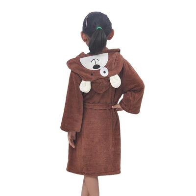 6-ODF15岁儿童浴袍吸衣水加厚洗澡睡衣家服居女童男带帽袍浴长睡