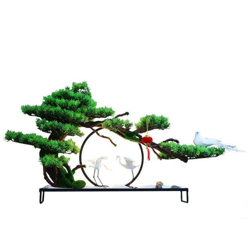 创意仿真盆景迎式客饰松摆件禅意客厅中玄酒店MB00288微景关观造