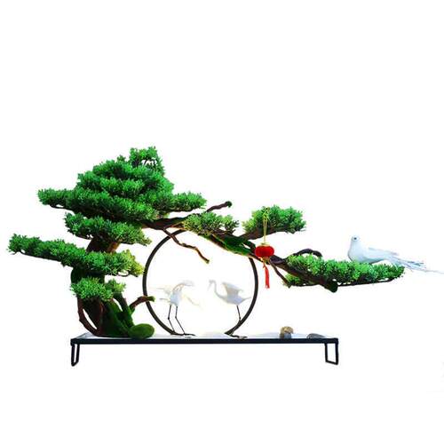 创意仿真盆景迎式客饰松摆件禅意客厅中玄酒店MB00288微景关观造
