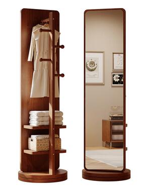 移旋转全身镜落地镜家用室可动试衣大镜子带衣帽架OVF挂一体穿衣