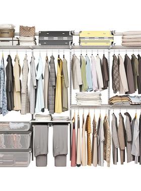 金属放柜厂家开式墙衣柜步入砌式衣衣帽间钢架简约货QTL架衣柜