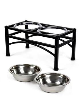 物碗泰迪狗盆BMP碗不锈钢大宠狗盘高食双盆防滑防打翻狗碗大型犬