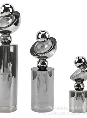 轻大奢BJ-LMZD0罗马柱水晶摆件样板房售楼部客厅民店别宿墅桌面酒