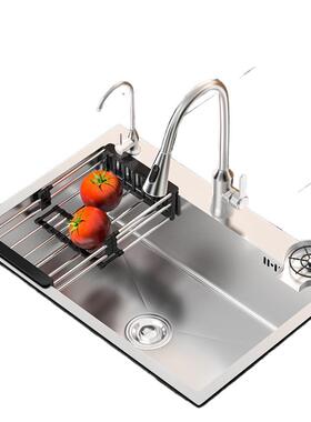 锈钢手工加不厚大单槽单厨DXE房槽拉丝洗菜盆家用洗水碗槽槽水池