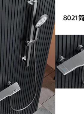 氛抖音款钢琴按键恒温淋浴花洒48521套增装镀白色水围灯数显全铜