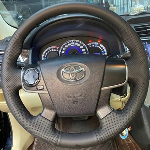 12-16款七代凯美瑞方向盘套真皮G手缝把套全包专用半包留桃木