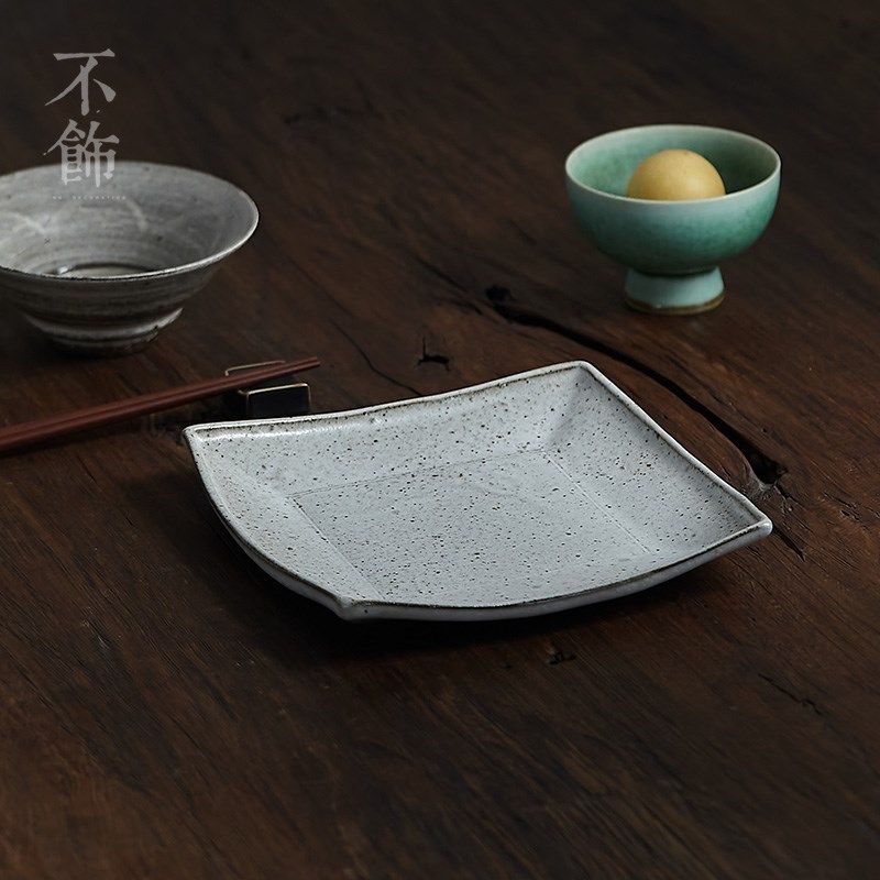 玩物志【四方折边盘】p侘寂粗陶复古菜盘餐盘中式甜品碟日式茶点,餐饮具,盘,淘宝优惠券,粉丝福利购,淘宝优惠卷