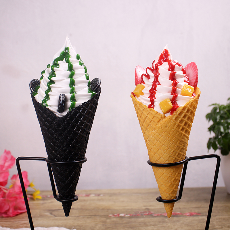 仿真巨无霸冰f激凌模型水果杯冰淇淋甜筒脆皮蛋筒圣代模型商用展