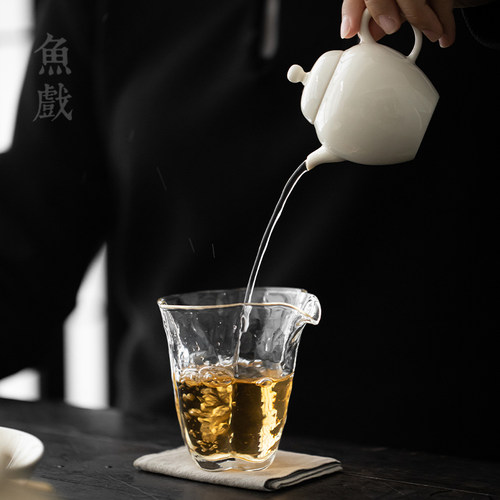 日式海棠冰晶玻璃公道杯加厚耐热公杯H分茶器琉璃功夫茶具匀杯配