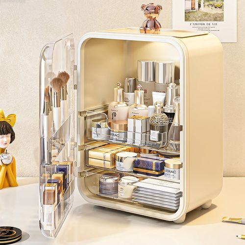 化妆品收纳e盒大容量桌面家用防尘收纳箱口红护肤品梳妆台置物架