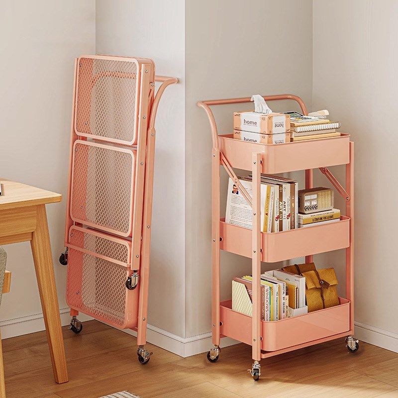 可折叠小推车厨房多功能置物架落地多层杂物架家用U蔬菜篮子收纳,收纳整理,整理架/置物架/收纳架,淘宝优惠券,粉丝福利购,淘宝优惠卷