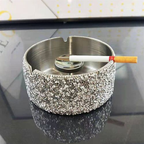 创意水晶镶钻奢华烟灰缸家用客厅茶桌酒店K酒吧办公室时尚防摔烟