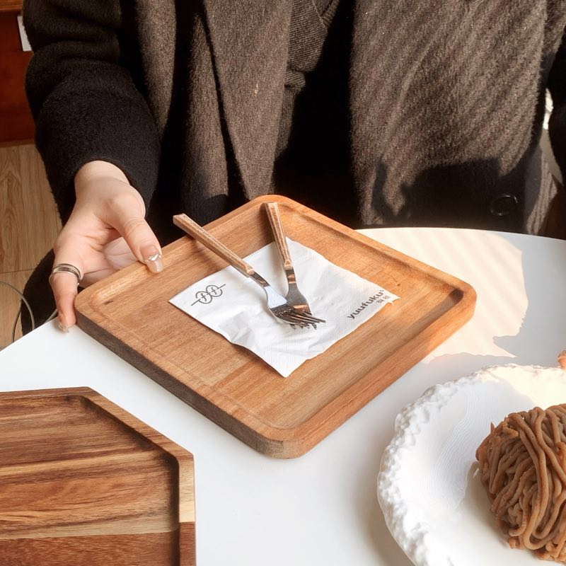 日式复古木盘子木质托盘茶盘方盘八F角盘餐盘水果点心早餐盘相思