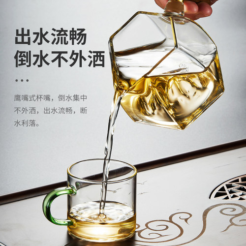 玻璃公道杯c加厚木把耐热茶漏茶滤套装日式茶海过滤分茶器茶具配