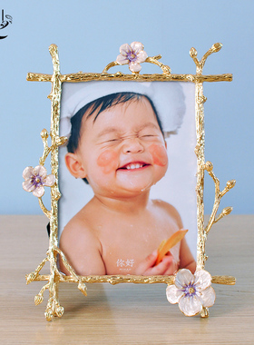 欧式轻奢儿童相框摆台6寸7七寸1B0寸创意精致金属全家福婚纱照像