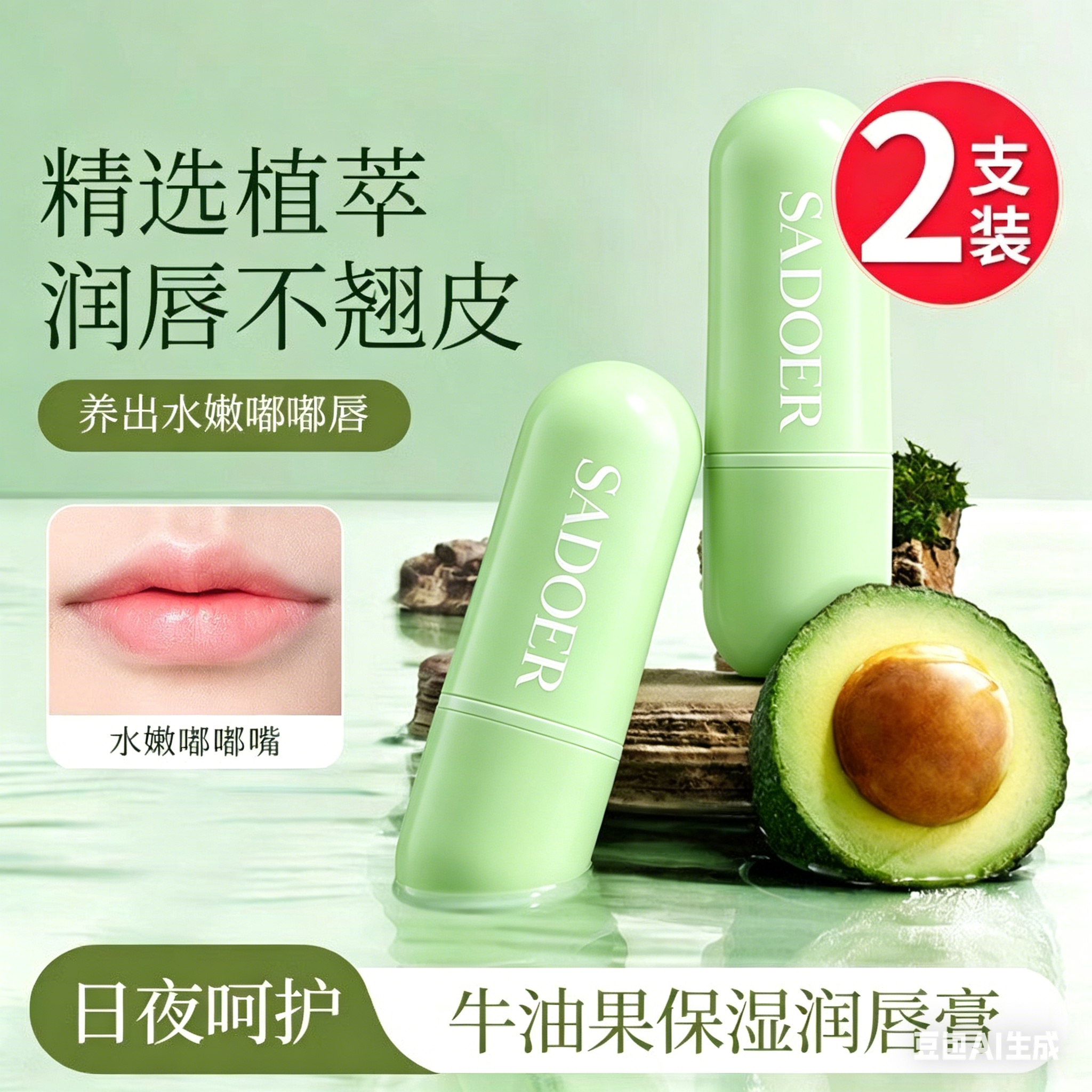 正品天然牛油果植萃润唇膏女保湿滋润补水防干裂去死皮淡化唇纹