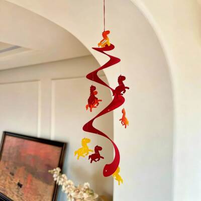 新年装饰过年挂件小马风铃马年客厅贺年挂饰年味室内装饰品布置