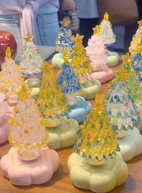 陶瓷旋转圣诞树桌面摆件礼物