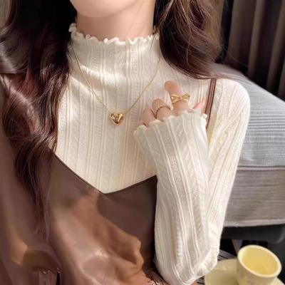 广东省东莞市晨煦服饰半高领毛衣打底女秋冬内搭木耳边针织衫上衣