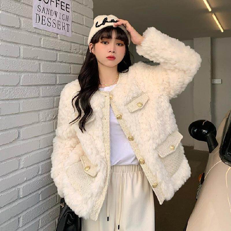 小香风外套女2025新款秋冬季加厚保暖名媛气质毛绒绒宽松毛毛上衣