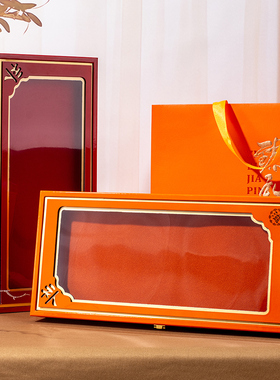 林下参包装盒高档新款红橙色开窗木盒鱼胶鱼翅鹿茸通用空礼品盒子