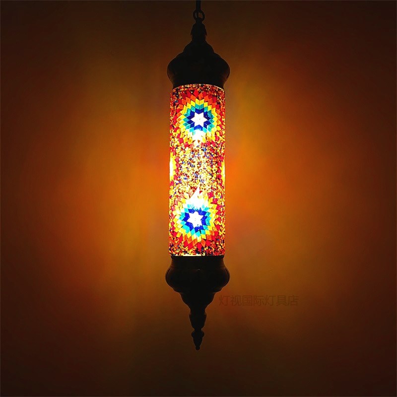 漫咖啡吊灯复古异域手工餐厅咖啡厅酒店客栈网咖S装饰彩色琉璃吊