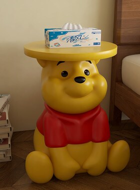 创意可爱维尼f熊边几床头柜高级摆件客厅沙发圆桌小户型可移动落