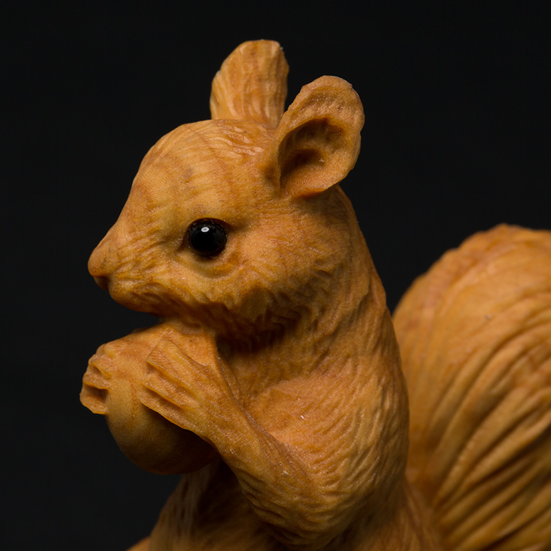 黄杨木雕创意客厅家居实木精品手把件雕刻工O艺品可爱动物摆件松