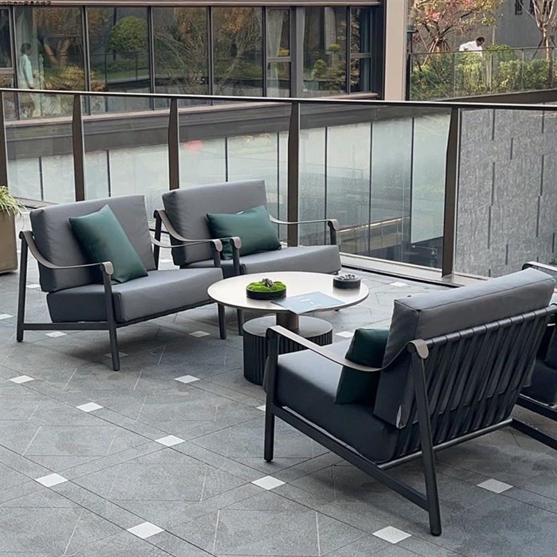 户外游艇皮户外防水布单人沙发桌椅组K合民宿庭院单人桌椅组合