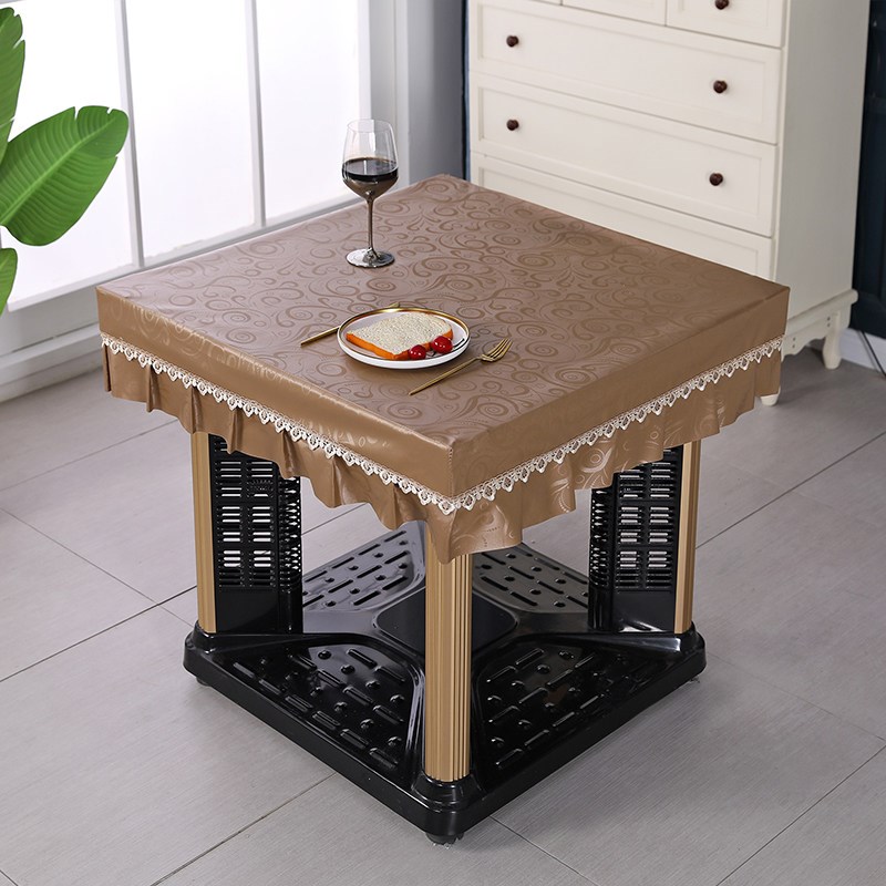 正方形餐桌布套罩防水防油免洗取暖桌罩I电炉罩套家用烤火桌皮罩