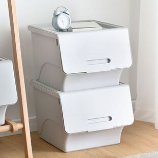 翻盖式河马口收纳箱ins风衣服衣物整理箱塑料前开式收纳盒特大号