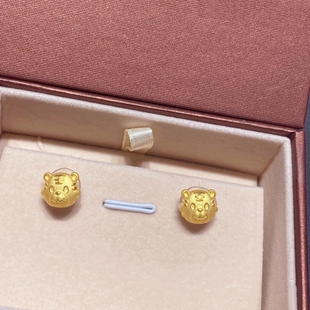 周先生小老虎耳钉纯银镀黄金色女耳环耳饰生肖本明年星座时尚简约