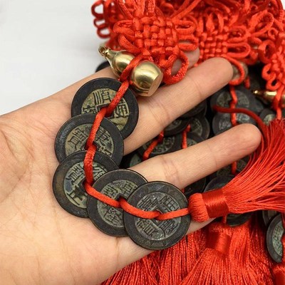 速发黄铜葫芦朱砂加厚五钱铜钱中国结挂件居家装饰小摆件品