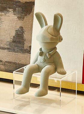 速发坐姿兔子摆儿客厅玄关电视柜餐边柜潮流面童房桌件装饰品