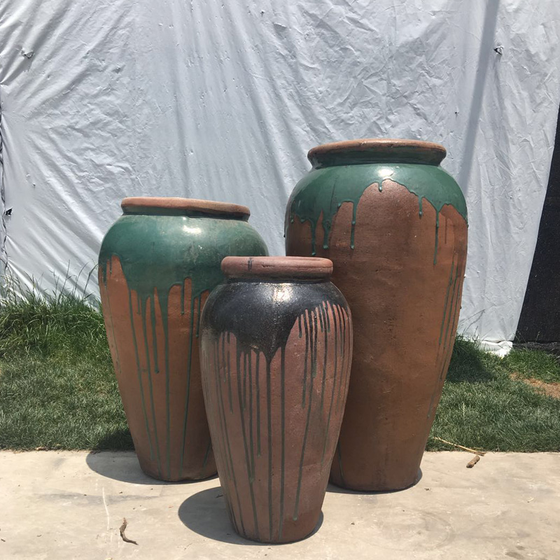 速发景观摆件客厅粗陶土陶罐落地花艺组合花瓶酒店会所样板间软装