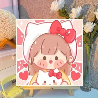 速发儿童数字油画手绘填色填充手工装饰画地摊