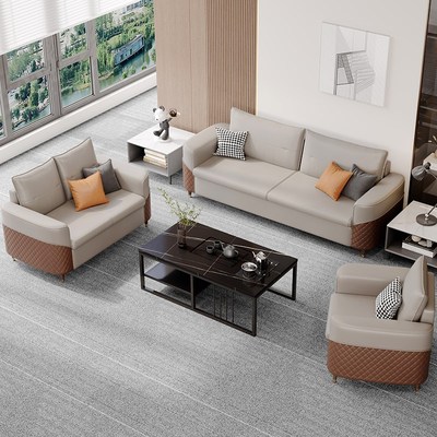 速发办公室发沙简约商待接务会客洽谈休息三人位茶几组合套装